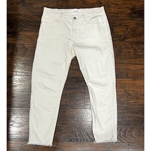 FRAME Le Garcon Crop Cream Ivory Jeans Size 28 Au Natural Grind MSRP $248